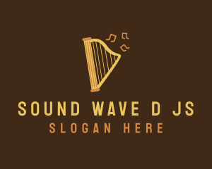 Musical Harp Instrument logo design