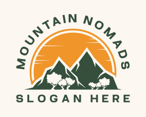 Forest Mountain Sun logo design