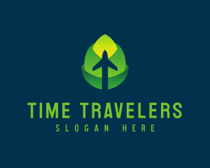 Eco Leaf Airplane Travel logo design