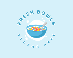 Milk Cereal Bowl Breakfast logo design