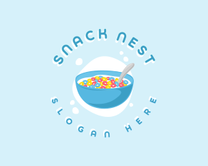 Milk Cereal Bowl Breakfast logo design