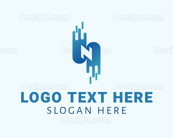 Pixel Glitch Letter N Logo