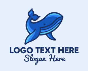 Blue Marine Whale logo design