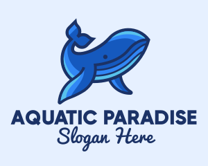 Blue Marine Whale logo design