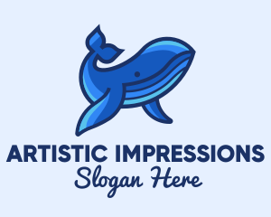 Blue Marine Whale logo design