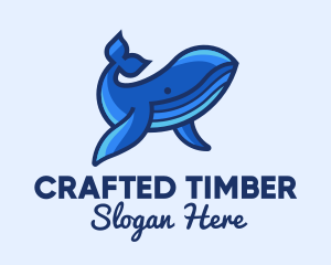 Blue Marine Whale logo design