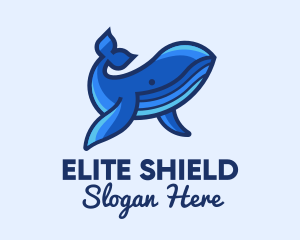 Blue Marine Whale logo design