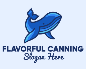 Blue Marine Whale logo design