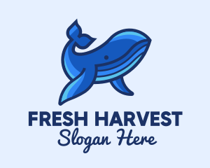 Blue Marine Whale logo design