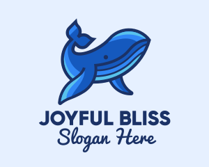 Blue Marine Whale logo design