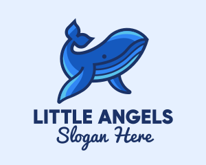 Blue Marine Whale logo design