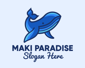 Blue Marine Whale logo design