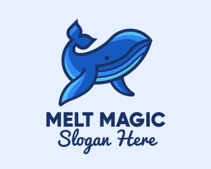 Blue Marine Whale logo design