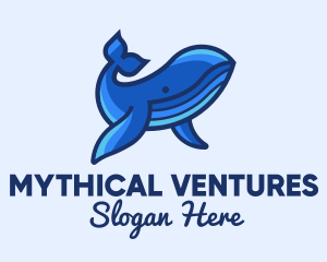 Blue Marine Whale logo design