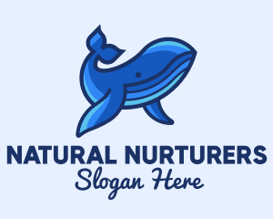 Blue Marine Whale logo design