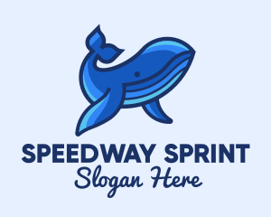 Blue Marine Whale logo design