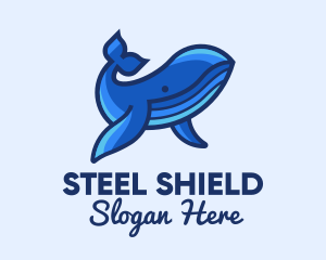 Blue Marine Whale logo design