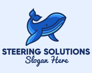 Blue Marine Whale logo design