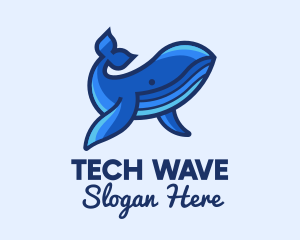 Blue Marine Whale logo design