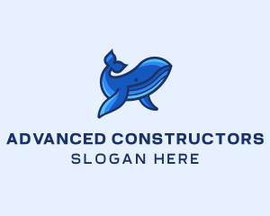 Blue Marine Whale logo design