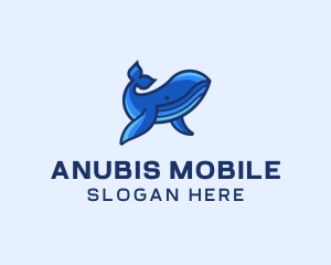 Blue Marine Whale logo design