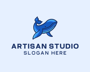 Blue Marine Whale logo design