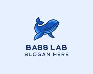 Blue Marine Whale logo design