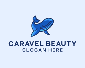 Blue Marine Whale logo design