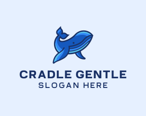 Blue Marine Whale logo design