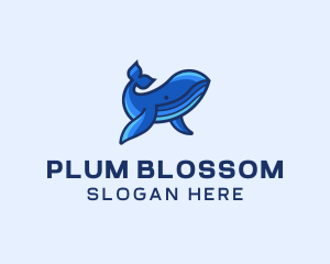 Blue Marine Whale logo design