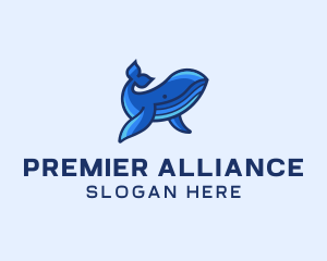 Blue Marine Whale logo design