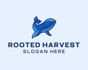 Blue Marine Whale logo design