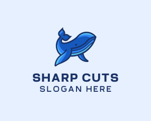 Blue Marine Whale logo design