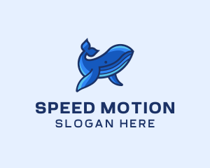 Blue Marine Whale logo design