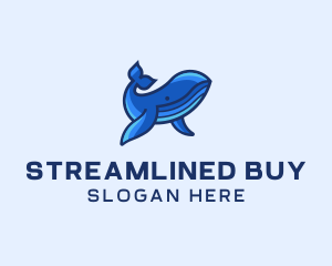 Blue Marine Whale logo design