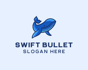 Blue Marine Whale logo design