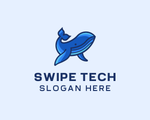 Blue Marine Whale logo design