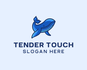 Blue Marine Whale logo design