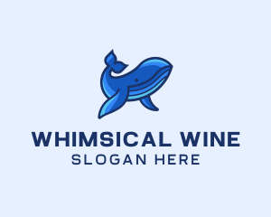 Blue Marine Whale logo design