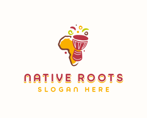 Musical African Djembe Drum logo design