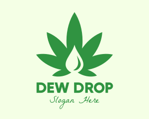 Green Cannabis Droplet logo design