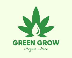 Green Cannabis Droplet logo design