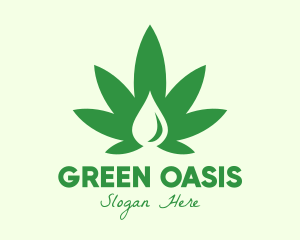 Green Cannabis Droplet logo design