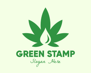 Green Cannabis Droplet logo design