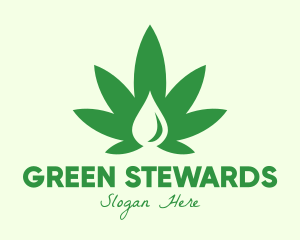 Green Cannabis Droplet logo design