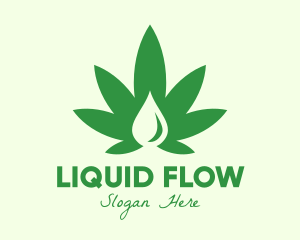 Green Cannabis Droplet logo design