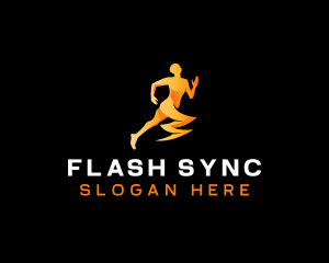 Human Lightning Flash logo design