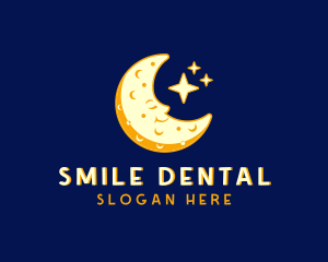 Smiling Moon Cartoon logo design