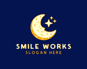 Smiling Moon Cartoon logo design