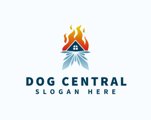 Heating Cooling House logo design